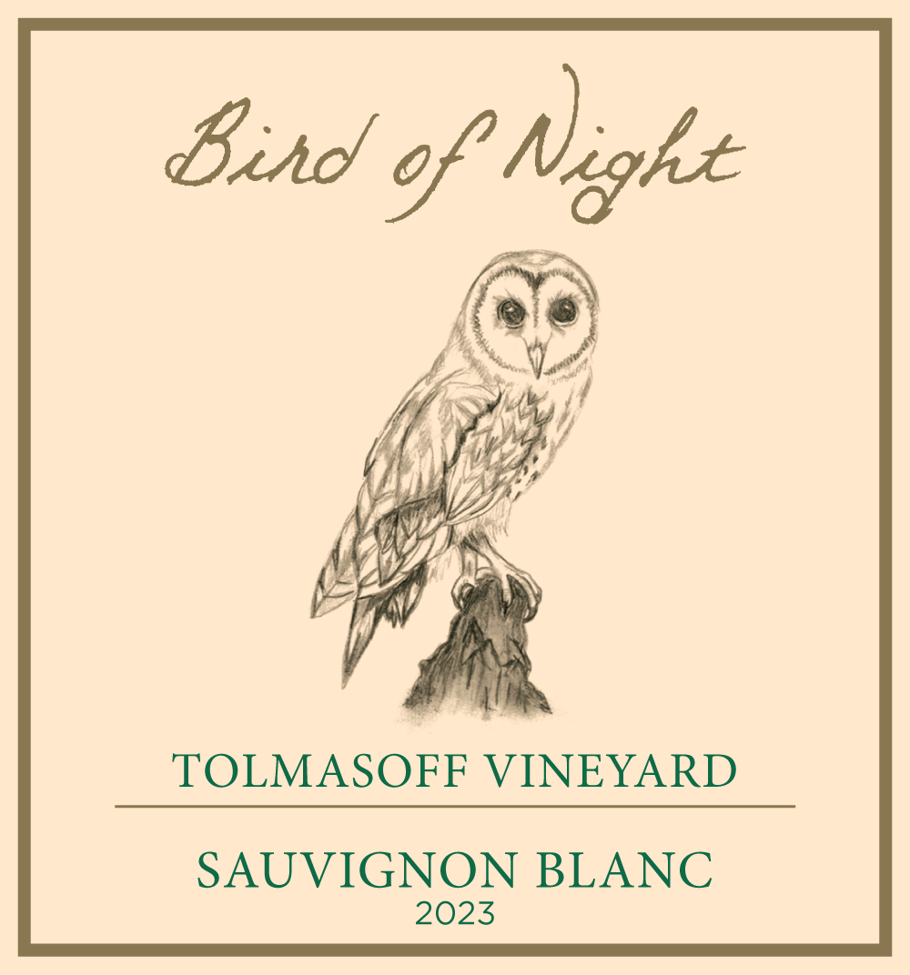 Bird of Night 2023 Dry Creek Tolmasoff Vineyard Sauvignon Blanc wine label