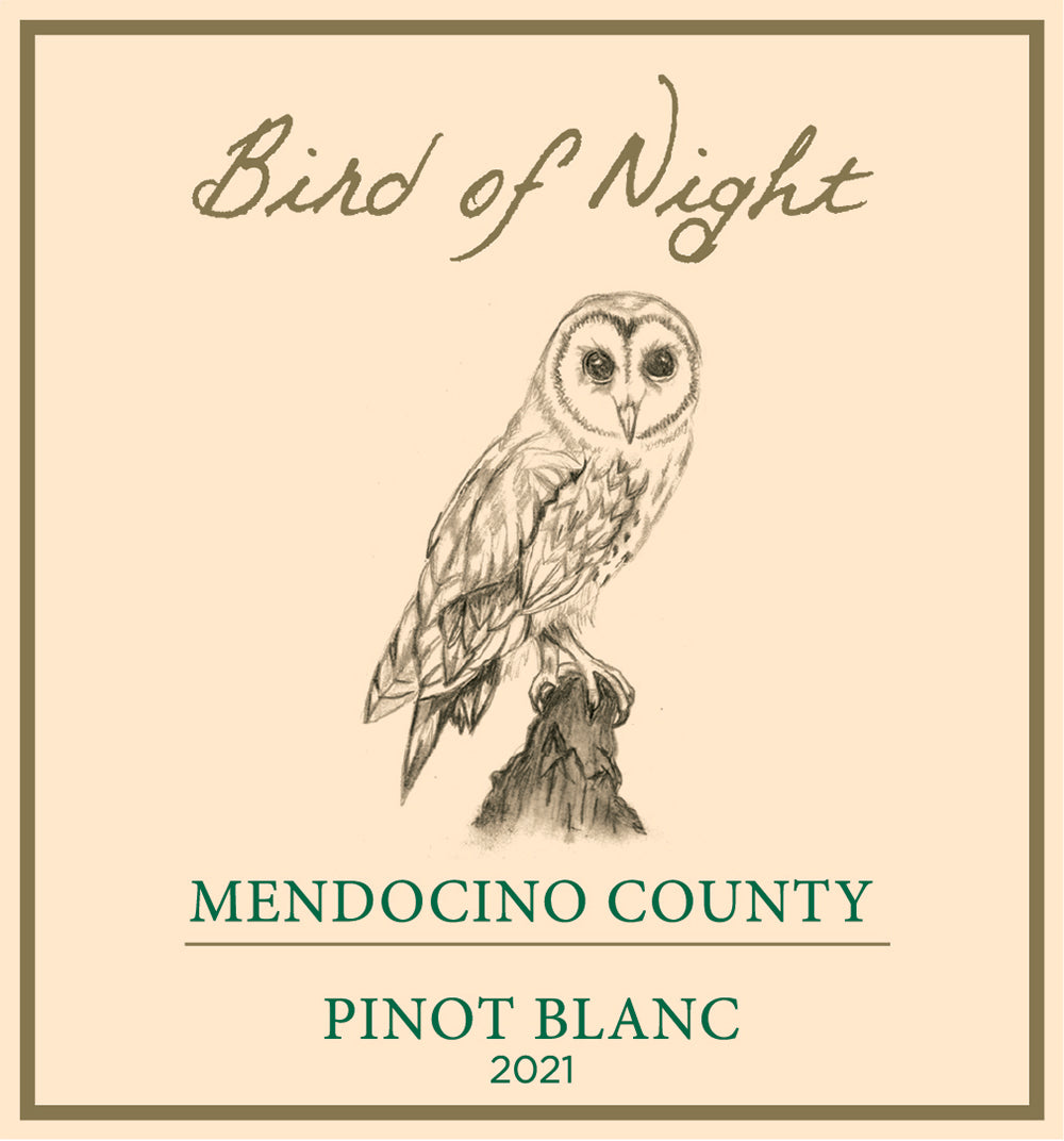 Bird of Night Mendocino County Pinot Blanc wine label